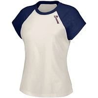 Women's Lusso  White Atlanta Braves Nikki Raglan T-Shirt
