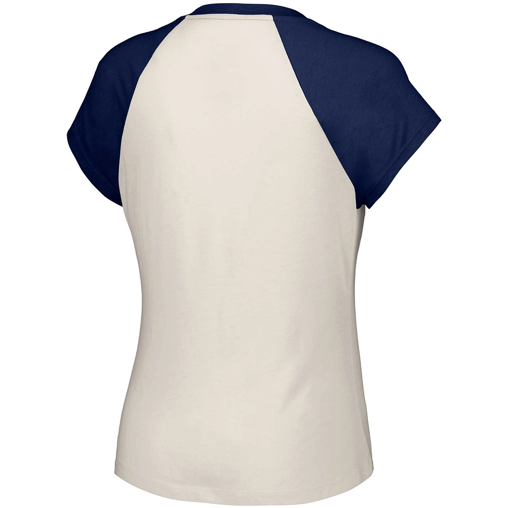 Women's Lusso  White Atlanta Braves Nikki Raglan T-Shirt