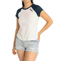 Women's Lusso  White Atlanta Braves Nikki Raglan T-Shirt