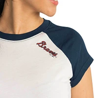 Women's Lusso  White Atlanta Braves Nikki Raglan T-Shirt