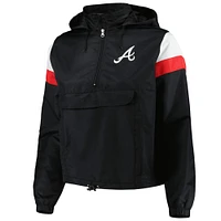 Women's Navy Atlanta Braves Plus Anorak Quarter-Zip Hoodie Jacket