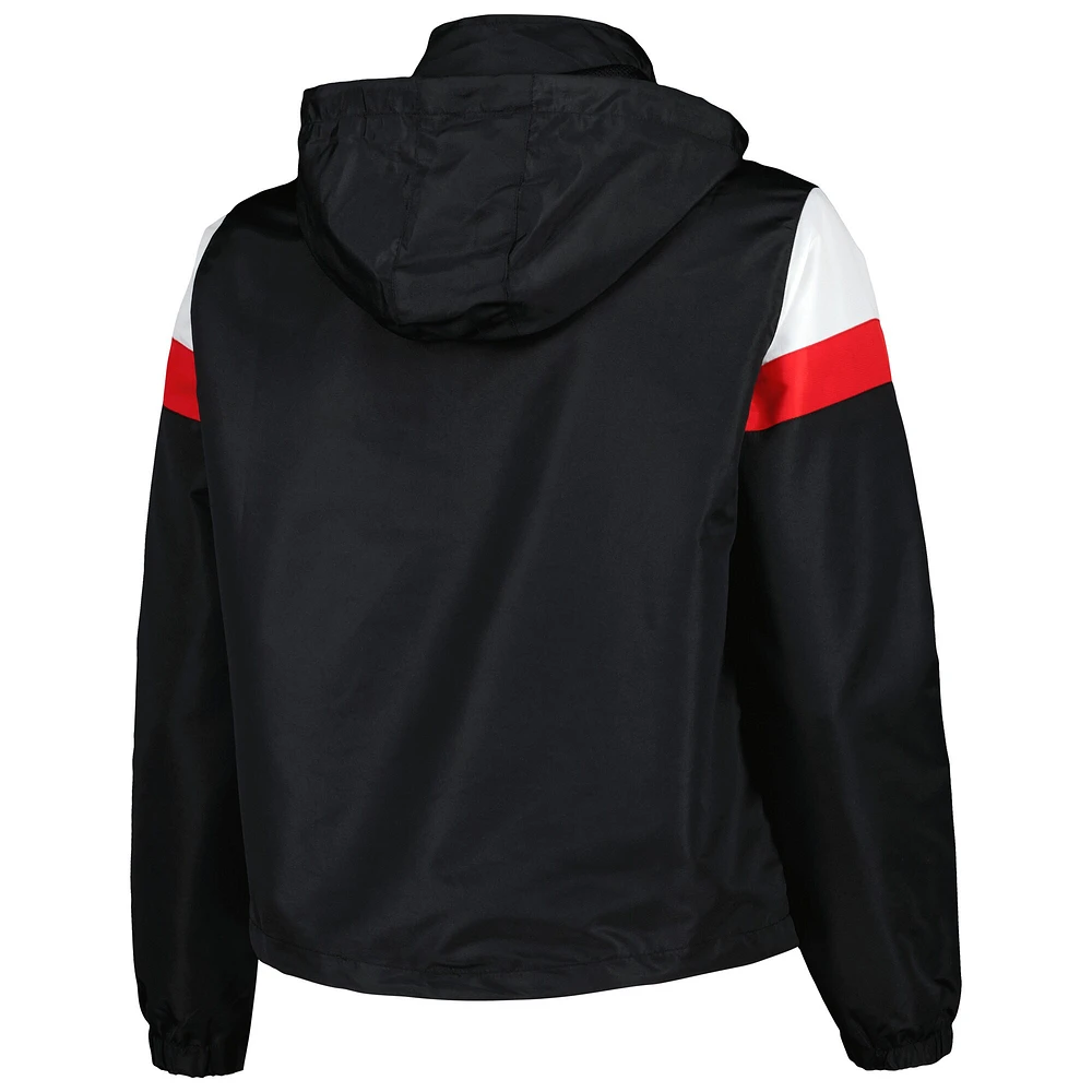 Women's Navy Atlanta Braves Plus Anorak Quarter-Zip Hoodie Jacket