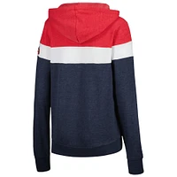 Blouson à capuche et zip intégral colorblock Atlanta Braves New Era pour femme, bleu marine chiné