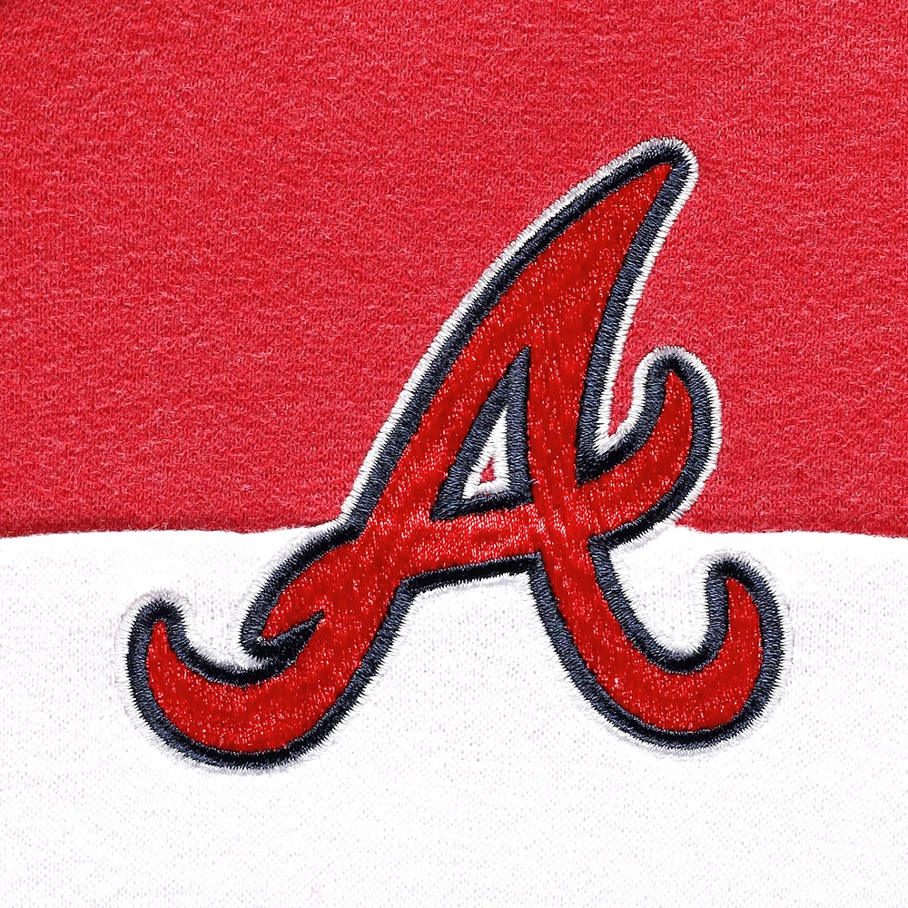 Blouson à capuche et zip intégral colorblock Atlanta Braves New Era pour femme, bleu marine chiné