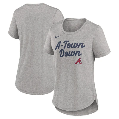T-shirt Nike gris chiné Atlanta Braves Tri-Blend pour femme