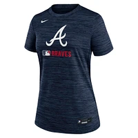 Women's Nike  Navy Atlanta Braves Authentic Collection Velocity Performance T-Shirt