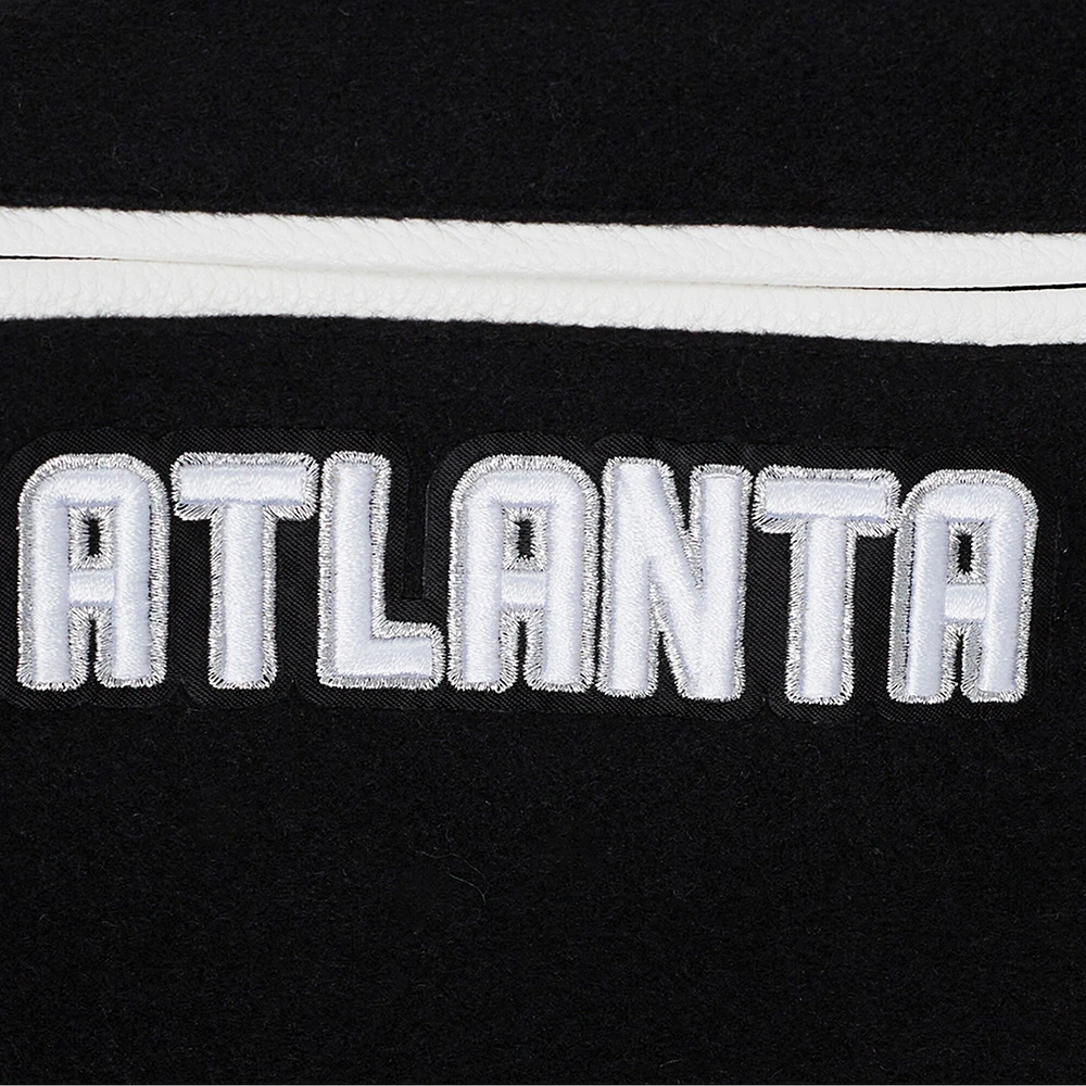 Women's Pro Standard Black Atlanta Braves Pearls Rib Wool Full-Zip Varsity Jacket