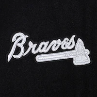 Women's Pro Standard Black Atlanta Braves Pearls Rib Wool Full-Zip Varsity Jacket