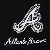 Women's Pro Standard Black Atlanta Braves Pearls Rib Wool Full-Zip Varsity Jacket
