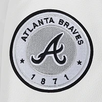 Women's Pro Standard Black Atlanta Braves Pearls Rib Wool Full-Zip Varsity Jacket
