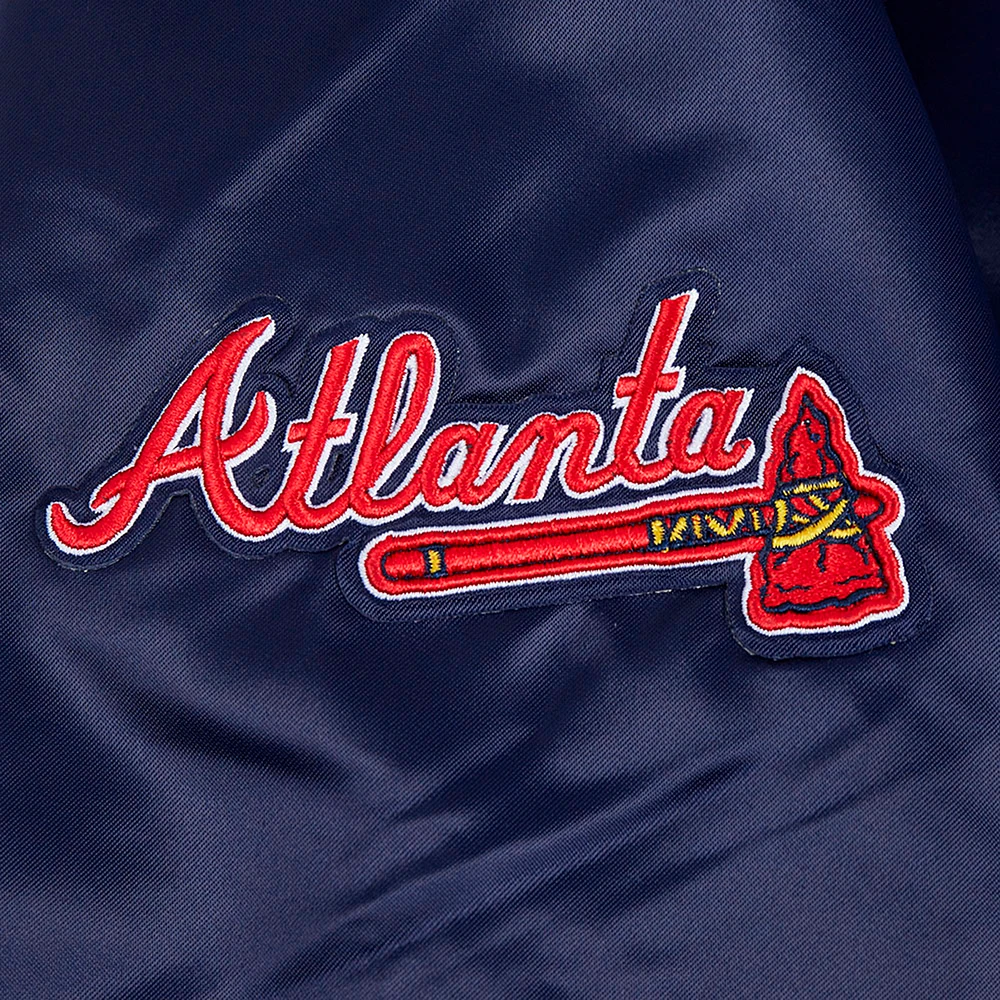 Women's Pro Standard Navy Atlanta Braves Rhinestone Satin Full-Snap Jacket