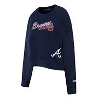 Women's Pro Standard Navy Atlanta Braves Game Day Classics Crewneck Pullover Sweatshirt