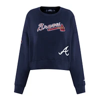 Women's Pro Standard Navy Atlanta Braves Game Day Classics Crewneck Pullover Sweatshirt
