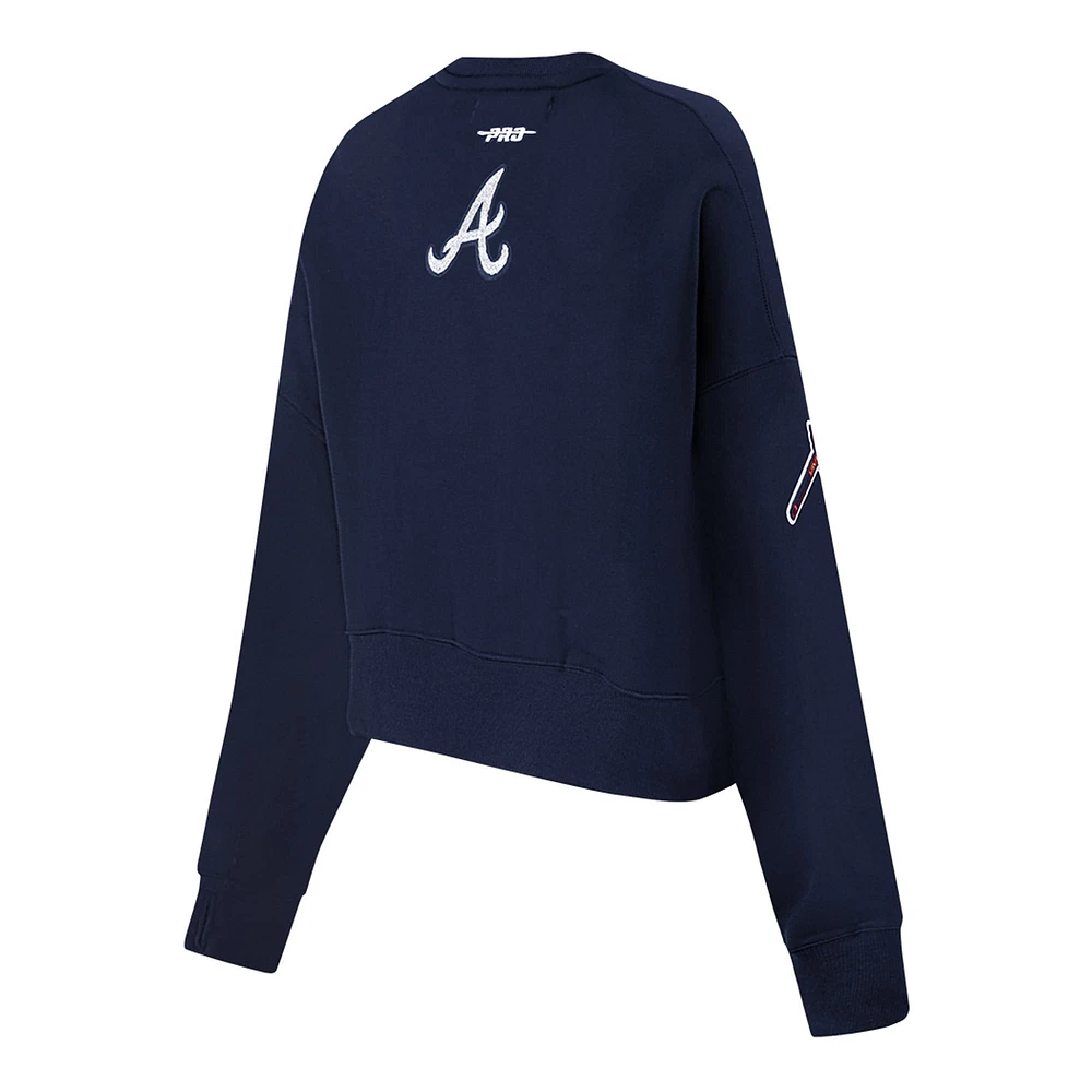 Women's Pro Standard Navy Atlanta Braves Game Day Classics Crewneck Pullover Sweatshirt