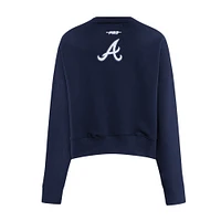 Women's Pro Standard Navy Atlanta Braves Game Day Classics Crewneck Pullover Sweatshirt
