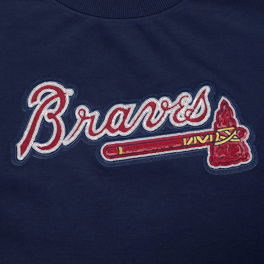Women's Pro Standard Navy Atlanta Braves Game Day Classics Crewneck Pullover Sweatshirt
