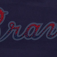 Women's Pro Standard  Navy Atlanta Braves Rhinestone Slim Fit T-Shirt