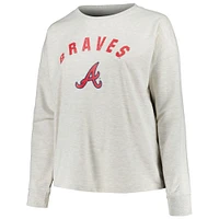Women's Profile Oatmeal Atlanta Braves Plus French Terry Pullover Sweatshirt