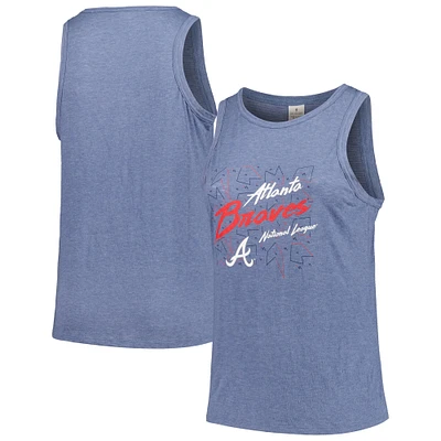 Débardeur triple mélange à col haut et courbé pour femmes, doux comme un raisin, bleu marine, Atlanta Braves, grande taille