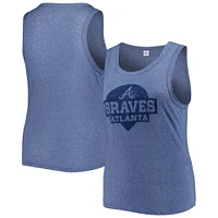 Women's Soft as a Grape Navy Atlanta Braves Plus High Neck Tri-Blend Tank Top