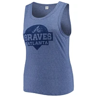Women's Soft as a Grape Navy Atlanta Braves Plus High Neck Tri-Blend Tank Top