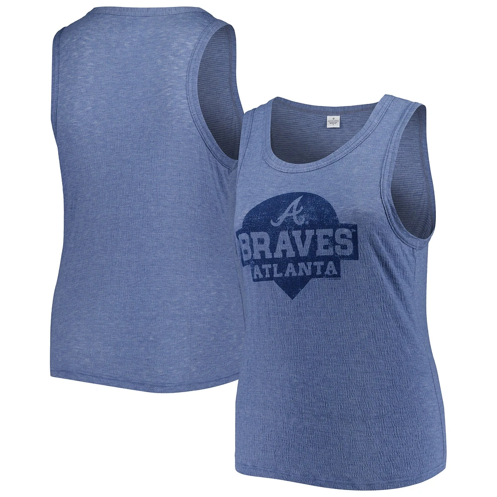 Women's Soft as a Grape Navy Atlanta Braves Plus High Neck Tri-Blend Tank Top