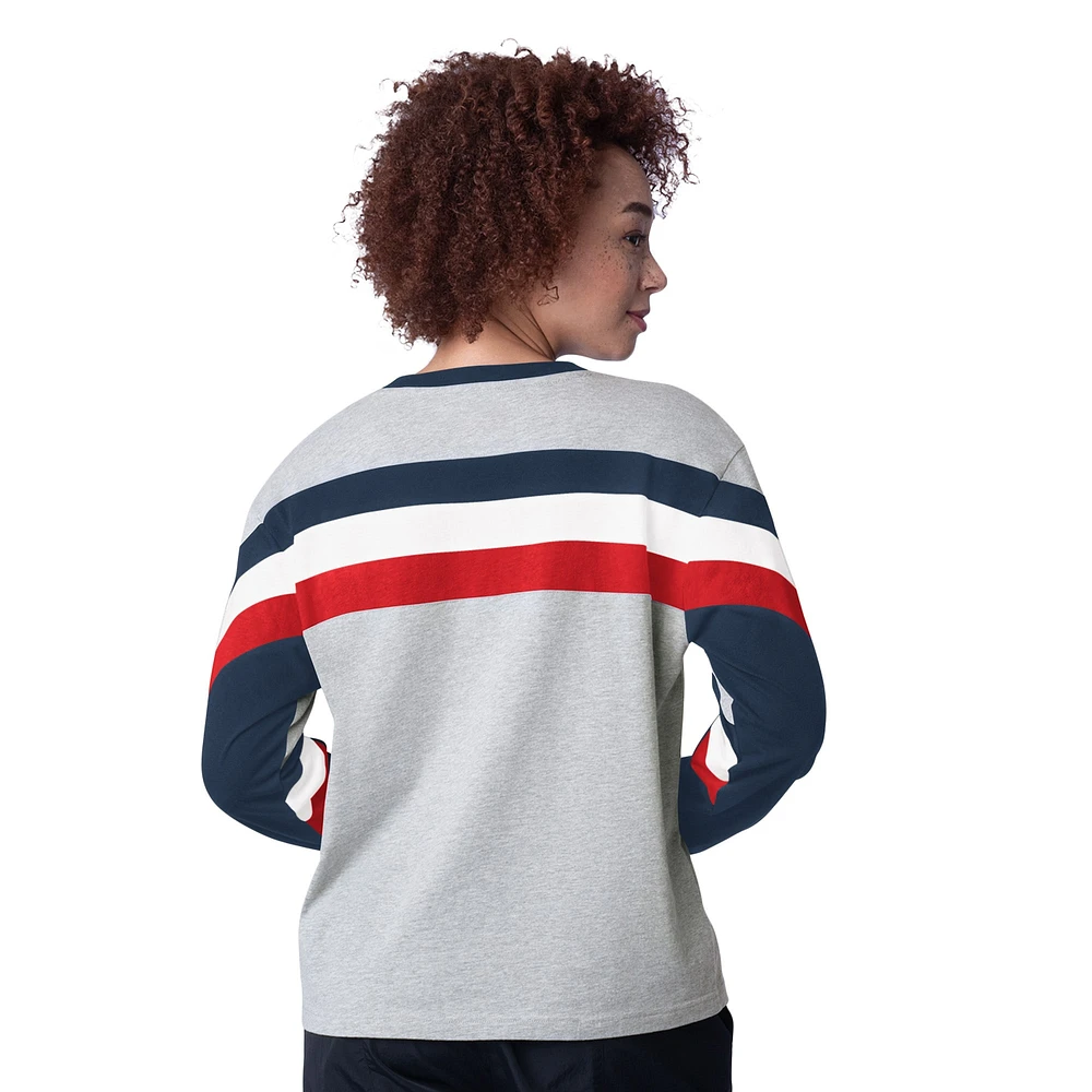 Women's Starter Heather Gray Atlanta Braves Triple A Fashion Color Block Long Sleeve Top