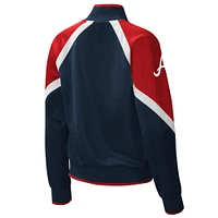 Women's Starter Navy Atlanta Braves Touchdown Raglan Full-Zip Track Jacket