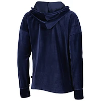 Women's Touch Navy Atlanta Braves End Line Pullover Hoodie