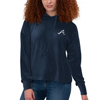 Women's Touch Navy Atlanta Braves End Line Pullover Hoodie