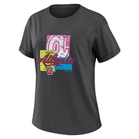 Women's WEAR by Erin Andrews Charcoal Atlanta Braves Domestic Box Color Boyfriend T-Shirt