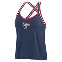 Women's WEAR by Erin Andrews Navy Atlanta Braves Cross Strap Tank Top