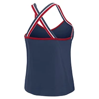 Women's WEAR by Erin Andrews Navy Atlanta Braves Cross Strap Tank Top