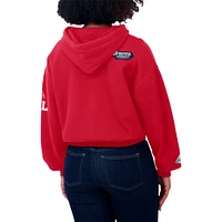 Women's WEAR by Erin Andrews Red Atlanta Braves  Patch Quarter-Zip Hoodie