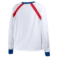 Women's WEAR by Erin Andrews White Atlanta Braves Raglan Long Sleeve T-Shirt