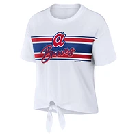 Women's WEAR by Erin Andrews White Atlanta Braves Tie-Front T-Shirt