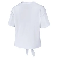 Women's WEAR by Erin Andrews White Atlanta Braves Tie-Front T-Shirt