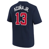 Youth Nike Ronald Acuña Jr. Navy Atlanta Braves Home Player Name & Number T-Shirt