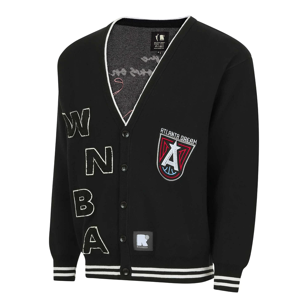 Unisex round21  Black Atlanta Dream Campus Fit Full-Button Cardigan