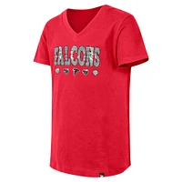 T-shirt à col en V sequins rabattables Atlanta Falcons New Era pour filles