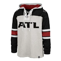 Men's '47 Gray/Black Atlanta Falcons Gridiron Lace-Up - Pullover Hoodie