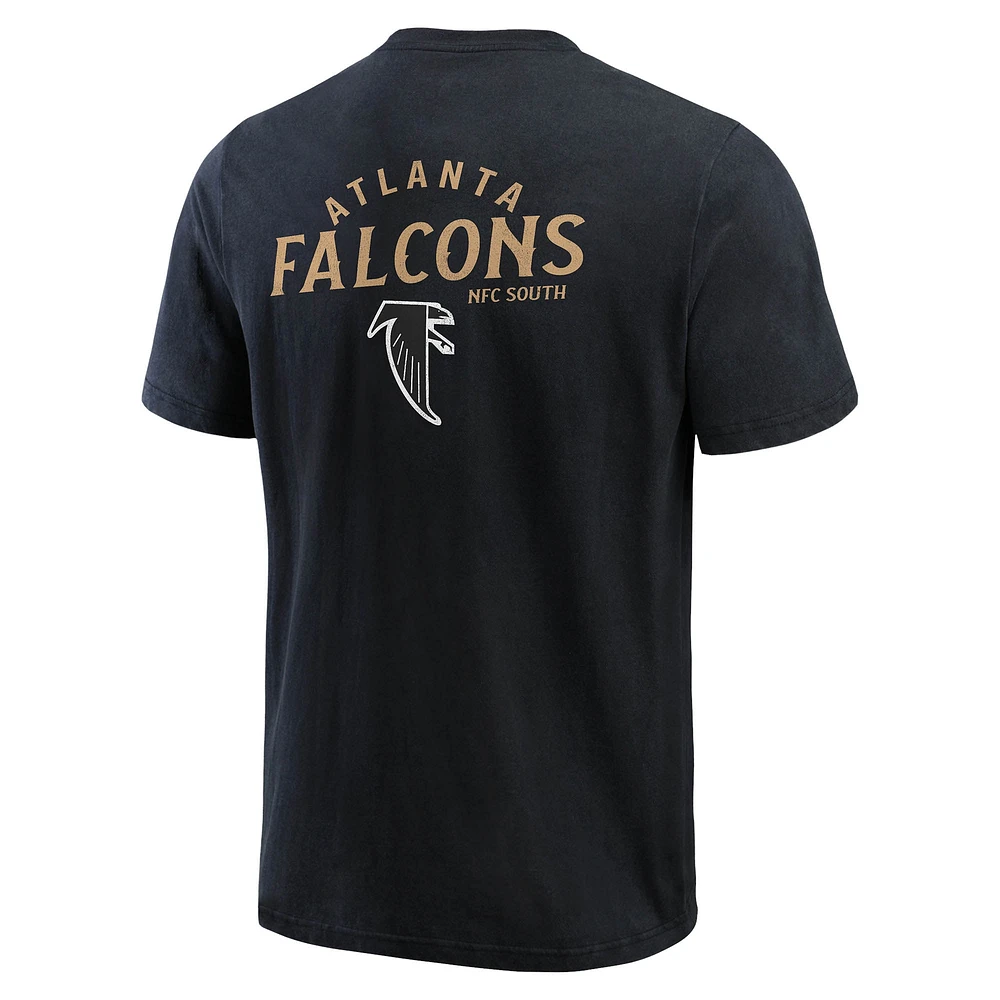 T-shirt Henley délavé noir pour homme de la collection Darius Rucker Fanatics des Falcons d'Atlanta