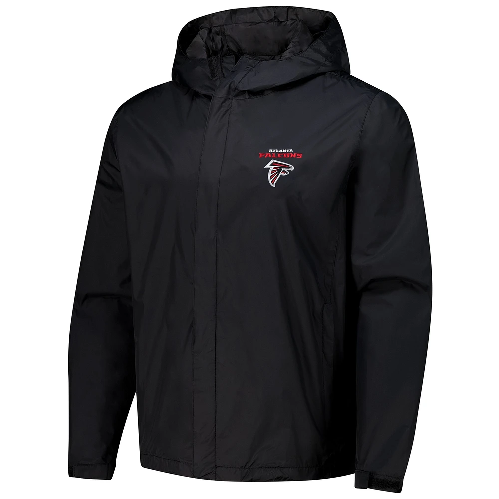 Men's Dunbrooke Black Atlanta Falcons Tropic Waterproof Packable Full-Zip Hoodie Jacket