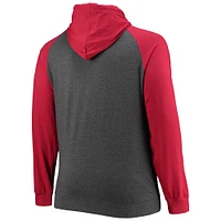 Men's Fanatics Red/Heathered Charcoal Atlanta Falcons Big & Tall Lightweight Raglan Pullover Hoodie