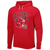 Men's Homage Red Atlanta Falcons Retro Helmet Tri-Blend Raglan Pullover Hoodie
