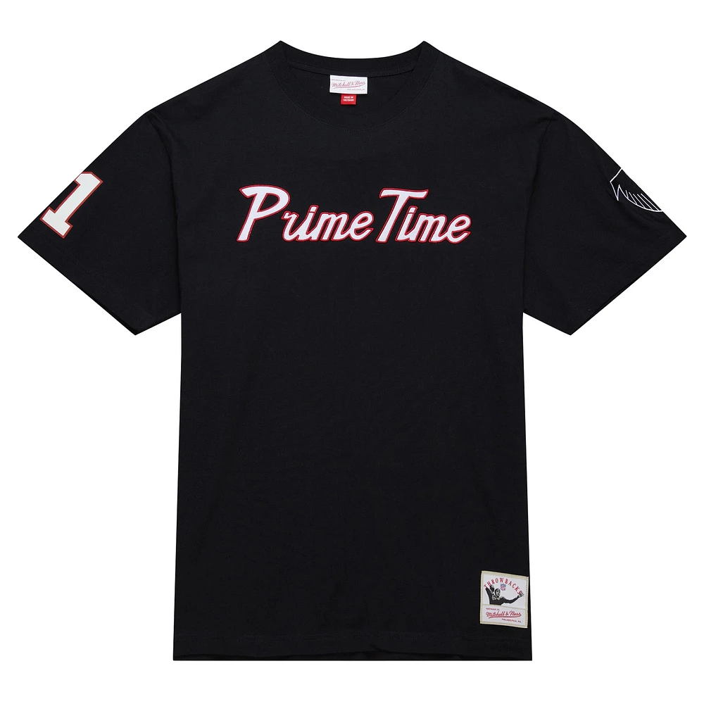 Men's Mitchell & Ness Deion Sanders Black Atlanta Falcons Retired Player Nickname T-Shirt
