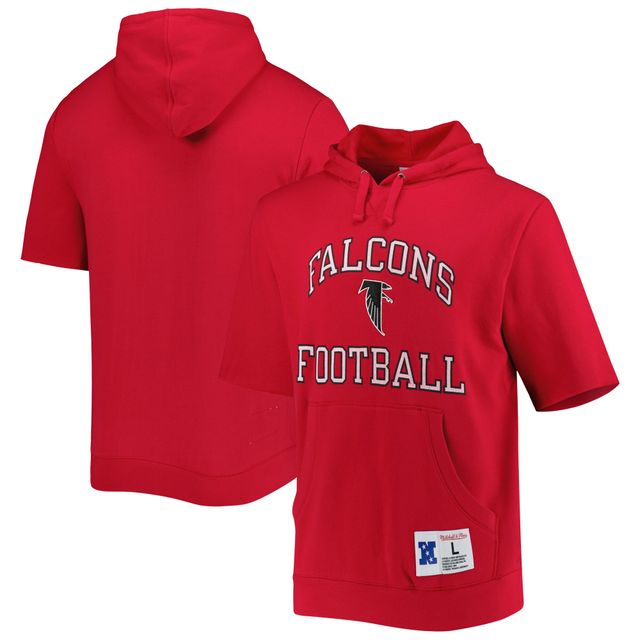Chandail à capuchon délavé manches courtes pour homme Mitchell & Ness Scarlet Atlanta Falcons