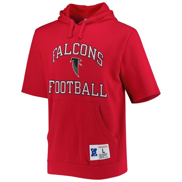 Chandail à capuchon délavé manches courtes pour homme Mitchell & Ness Scarlet Atlanta Falcons