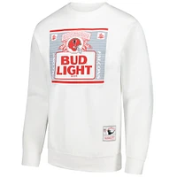 Men's Mitchell & Ness x Bud Light White Atlanta Falcons The Crest Pullover Sweatshirt