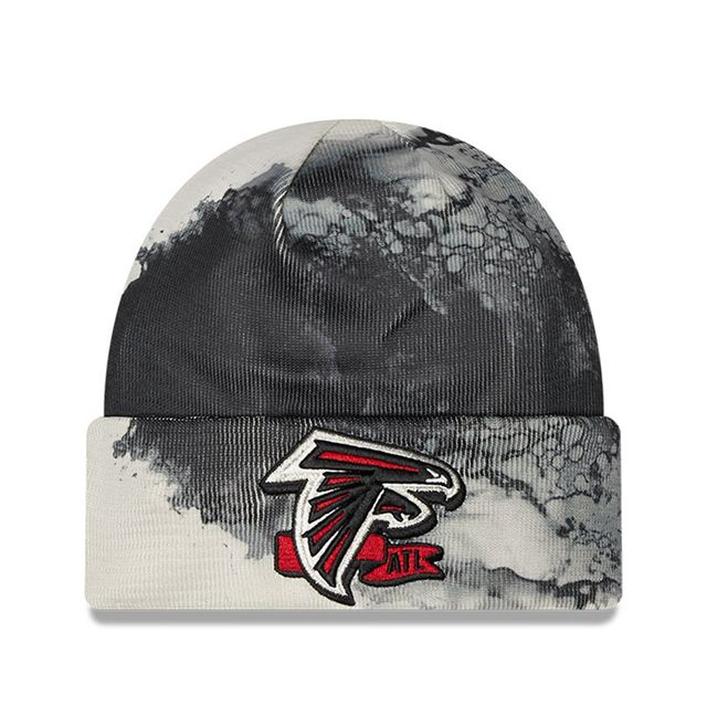Atlanta Falcons 2022 Sideline New Era pour homme - Noir - Bonnet en tricot à revers teint à l'encre